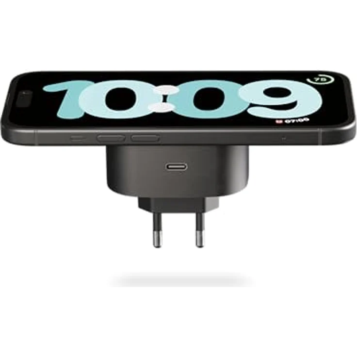 Zens Magnetischer Wireless Charging Adapter für EU-Steckdosen Induktions-Ladegerät (15 Watt Ausgangsleistung, Ideal für Reisen) in Schwarz und Weiß – Bild 2