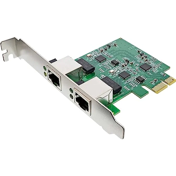 InLine Dual Gigabit Netzwerkkarte, 2X RJ45 2.5GBit/s, PCIe x1, inkl. Low Profile Slotblech, Realtek RTL8125B Chipsatz, IEEE 802.3x Flusskontrolle – Bild 1