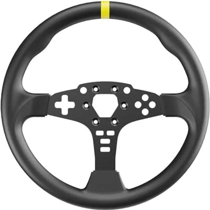 MOZA RACING ES 12 Zoll Wheel Rim Mod, Gaming-Lenkrad mit Aluminiumkonstruktion und Mikrofaserleder-Griffen, Schwarz
