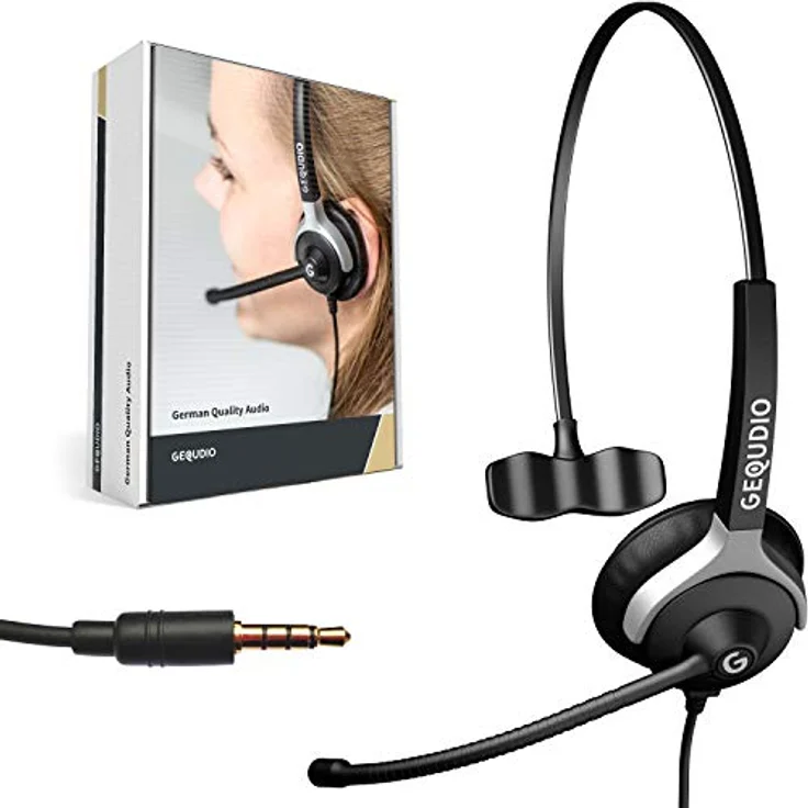 NALIA Headset, geeignet für FRITZ!Fon, Snom M-Serie, Yealink-DECT, Smartphones, Notebooks mit 3,5mm Klinke, monoaural, schwarz – Bild 2