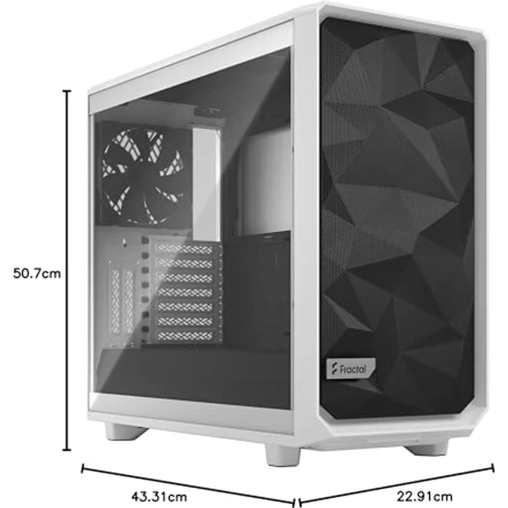 Fractal Design Meshify 3 White TG Clear, Midi-Tower PC-Gehäuse für E-ATX, Tempered Glass, 3x 140-mm-Lüfter, weiß – Bild 11