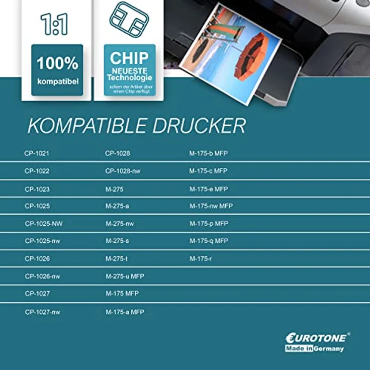 Eurotone 3X kompatibler Toner für HP Laserjet Pro 100 MFP, 3er Set in Cyan, Magenta und Gelb, je 1.000 Seiten, CE311A, CE312A, CE313A – Bild 3