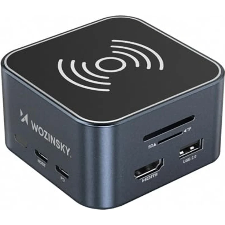 Wozinsky WHBC09Y8S USB-C Hub 12 in 1, multifunktional mit kabelloser Ladefunktion und 4K HDMI, Aluminium - Grau – Bild 1