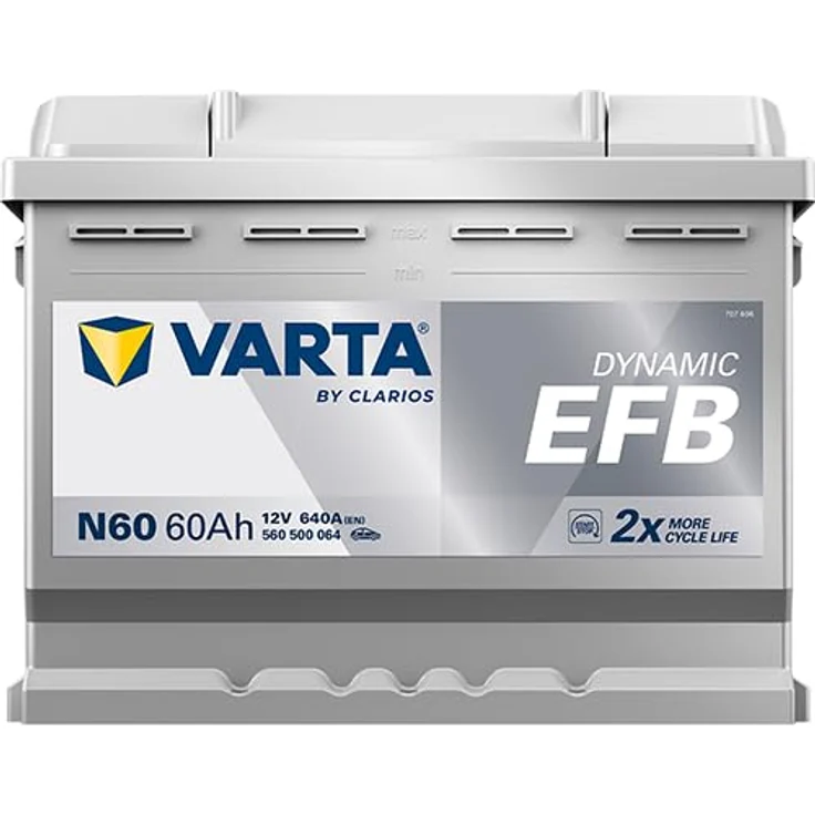 VARTA N60 Blue Dynamic EFB, 12V 60Ah 640A Autobatterie für Start-Stop Fahrzeuge, hohe Lebensdauer – Bild 2