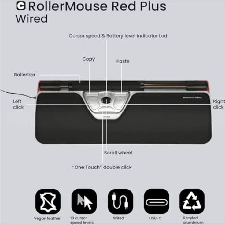 Contour RollerMouse Red Plus, Wired - ergonomische Maus - kabelgebunden- USB-C – Bild 4