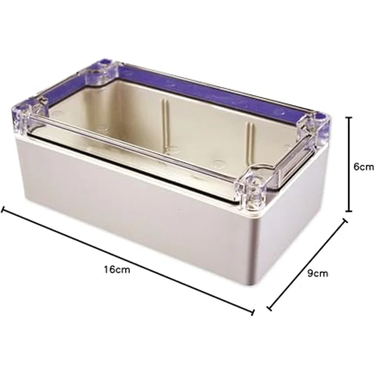 Hammond Universal-Gehäuse 1554J2GYCL, Polycarbonat, grau/transparent, IP68, 160x90x60 mm – Bild 2