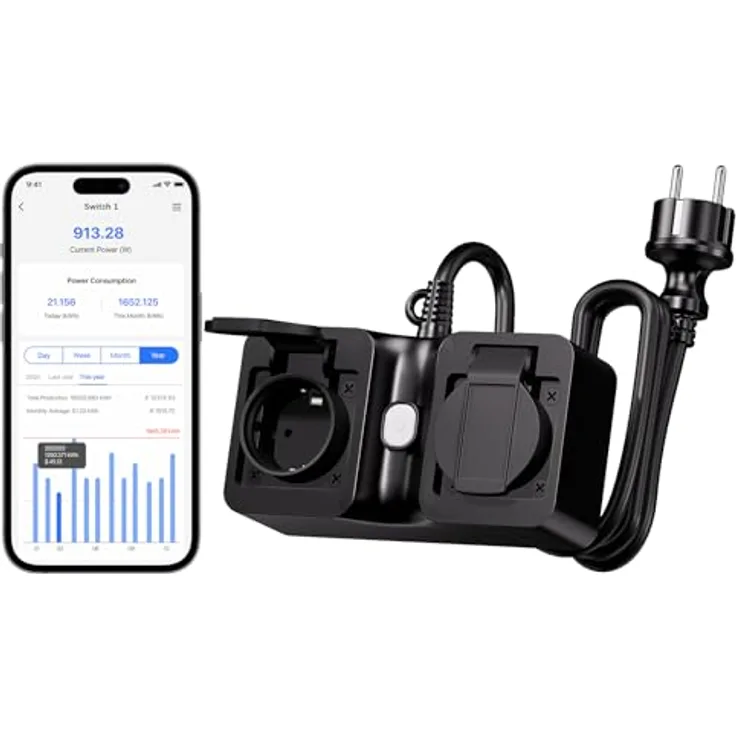 Meross Smart Plug, Indoor/Outdoor WiFi Steckdose mit HomeKit Unterstützung, robuste Bauweise für Smart-Home-Steuerung