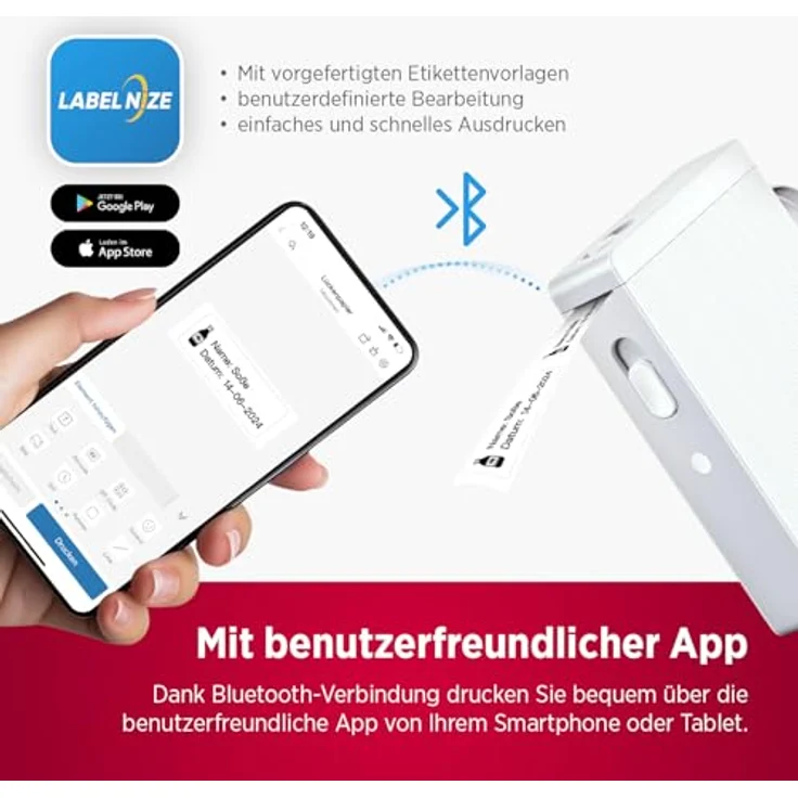 Olympia 6301 Etikettendrucker, Thermodirekt 203 x 203 dpi, Bluetooth-fähig, max. Etikettenbreite 15mm, kompakt für Küche und Büro – Bild 5