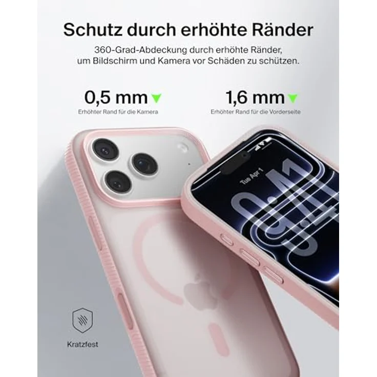 Belkin Grip Magn. Schutzhülle iPhone 17 Pro, Stoßschutz bis 2m, strukturierte Oberfläche, pink – Bild 6