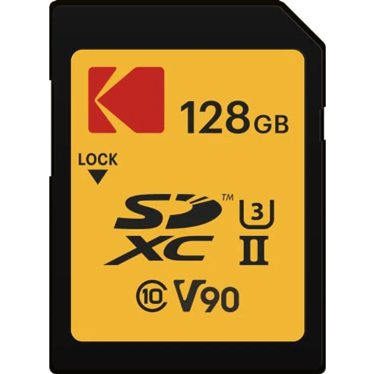 Kodak Ultra Pro SD-Speicherkarte 128GB, UHS-II U3 V90, Lesegeschwindigkeit bis zu 300 MB/s und Schreibgeschwindigkeit bis 270 MB/s