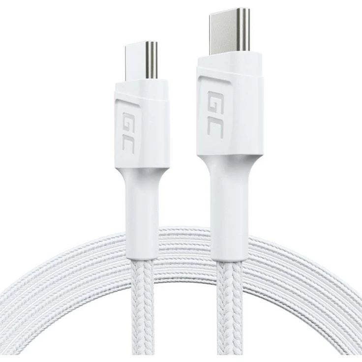 Green Cell KABGC30W, USB-C 3.2 Gen 1 Kabel, 1,2m, Weiß, 60W Schnellladung, robuste Bauweise