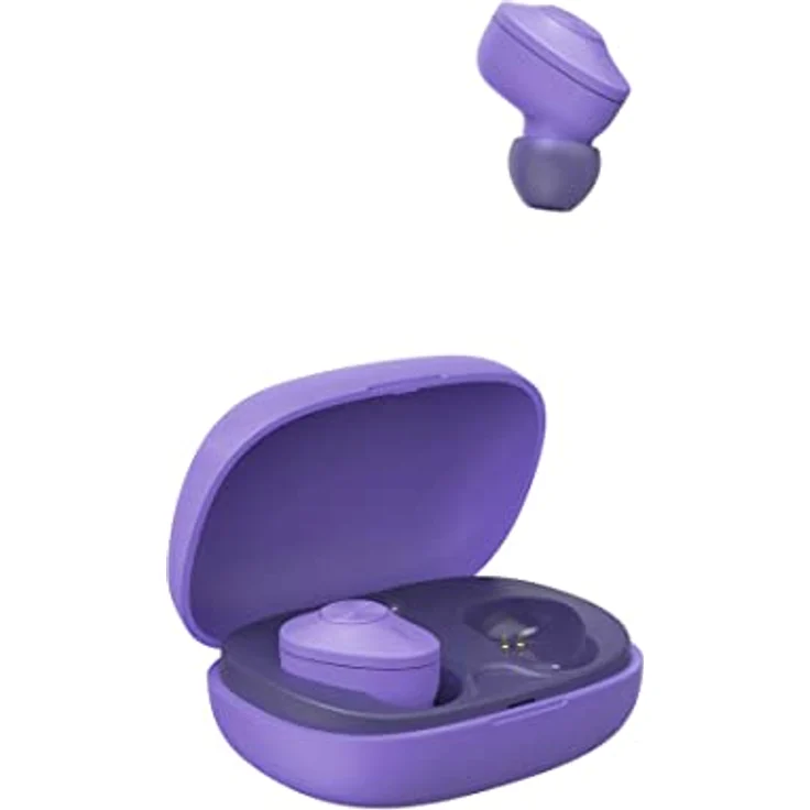 Hama Bluetooth Kopfhörer „Freedom Buddy“ (True Wireless, TWS, In Ear Kopfhörer, Wireless Kopfhörer, kabellos, Bass Boost, Kopfhörer kabellos, Earbuds, Sprachsteuerung, mit Ladebox) lila, Klein – Bild 2