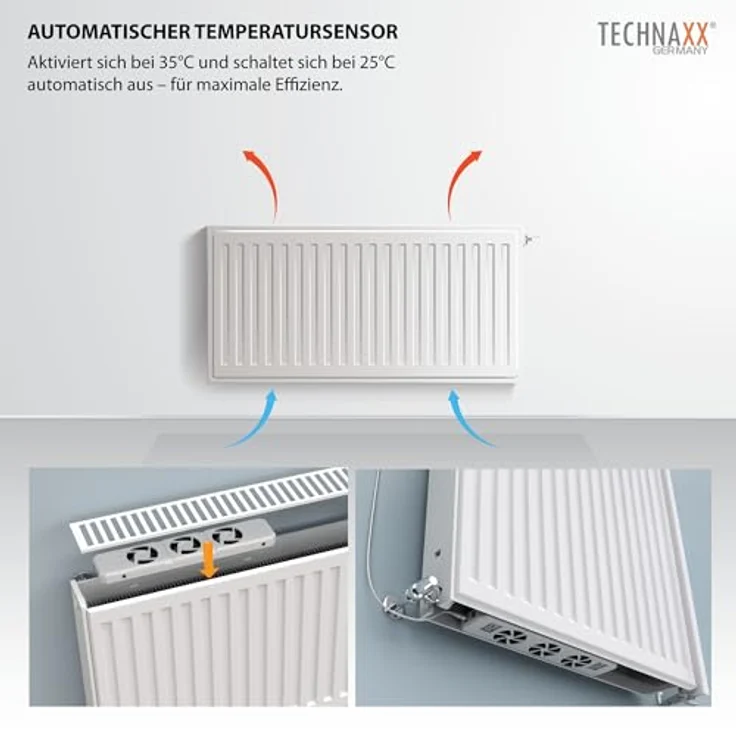 Technaxx TX-302, Heizkörperventilator zur Optimierung der Wärmeverteilung, weiss, mit Temperatursensor und leisen Betrieb – Bild 6