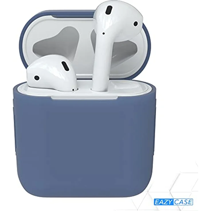 EAZY CASE - Schutzhülle für AirPods 1 & 2 Hülle Blau Silikon Case Stoßfest mit Deckel Schutz Antikratz Etui Cover rutschfeste Silikonhülle für Airpod Pro 1. / 2. Generation Silikoncase in Dunkelblau und kabelloses Laden
 – Bild 2