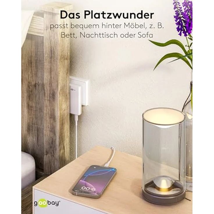 Goobay USB-C PD GaN Dual-Schnellladegerät, 90° Flat, 45 W, platzsparendes Design, weiss – Bild 3