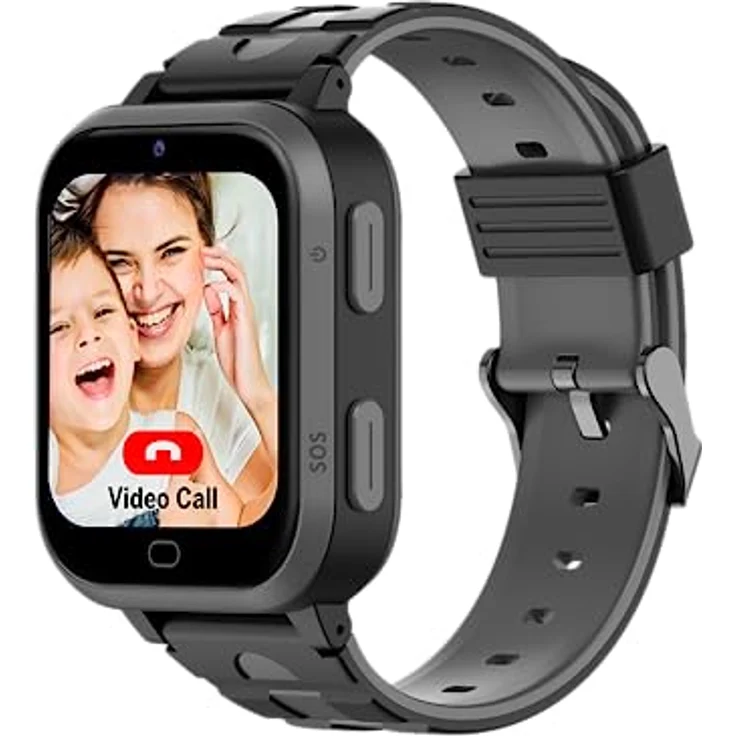 bea-fon/Kids Smartwatch SW2 / SOS Notruftaste-Notruffunktion/SOS Sicherheitszone/Touch Display 1,7" Zoll (4,32cm) / Sprachanruf/Videoanruf / 4G / Farbe schwarz-grau/IP X7 – Bild 1