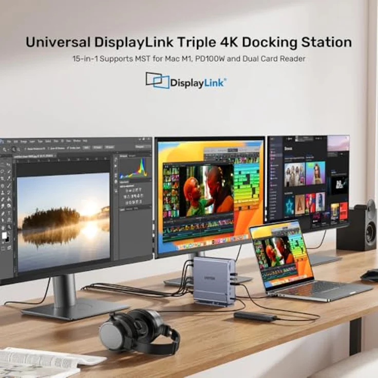 Unitek Docking Station USB-C mit 2 x HDMI, DisplayPort und 1GbE Ethernet – Bild 3