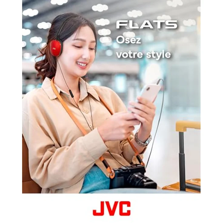 JVC HA-S160M-R - Flats Faltbarer und kompakter Kopfhörer in Rot, mit Schalter für Mikrofon EIN/aus, ideal für Telearbeit und Online-Seminare – Bild 4