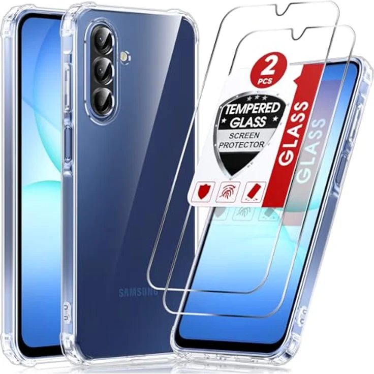 LeYi Transparent Handyhülle für Samsung Galaxy A18/A17 4G/5G mit 2 Schutzfolien, Stoßfest, Dünn, Weich TPU, Kameraschutz, Crystal Clear Cover Case – Bild 1
