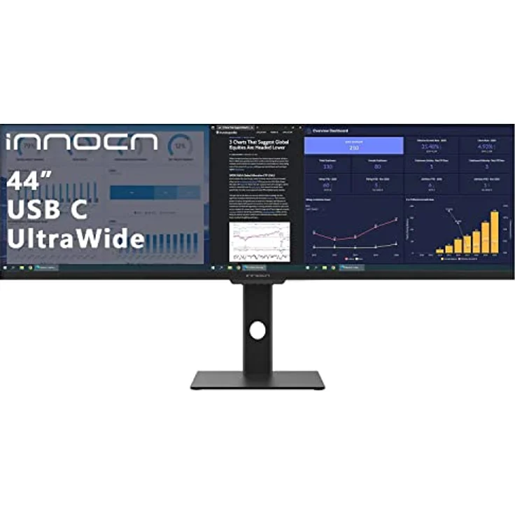 INNOCN Ultra Wide Gaming Monitor 44 Zoll, 3840 x 1080P 120Hz Bildschirm, IPS, FreeSync Premium, HDR, 10 bit Farben, △E＜2, USB-C 65W, Höhenverstellbar, Foto Videobearbeitung, Schwarz, 44C1G – Bild 1
