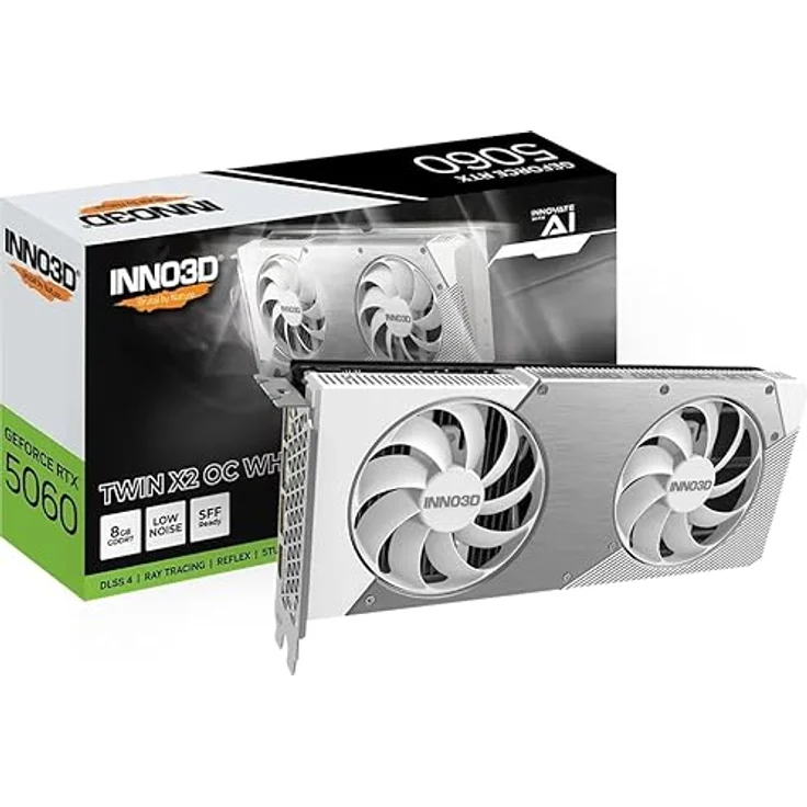 Inno3D RTX 5060 Twin X2 OC White, Grafikarte mit 8 GB GDDR7, HDMI und 3x DisplayPort – Bild 3