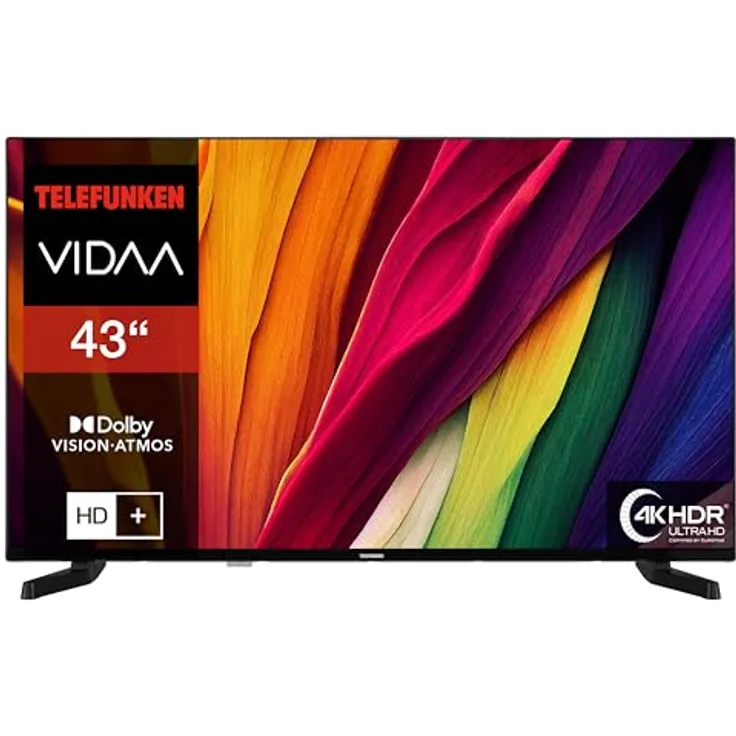 Telefunken VIDAA D43U790B2CW, 43 Zoll 4K Smart TV mit Dolby Vision, HDR, Triple-Tuner und 6 Monate HD+, LED TV schwarz