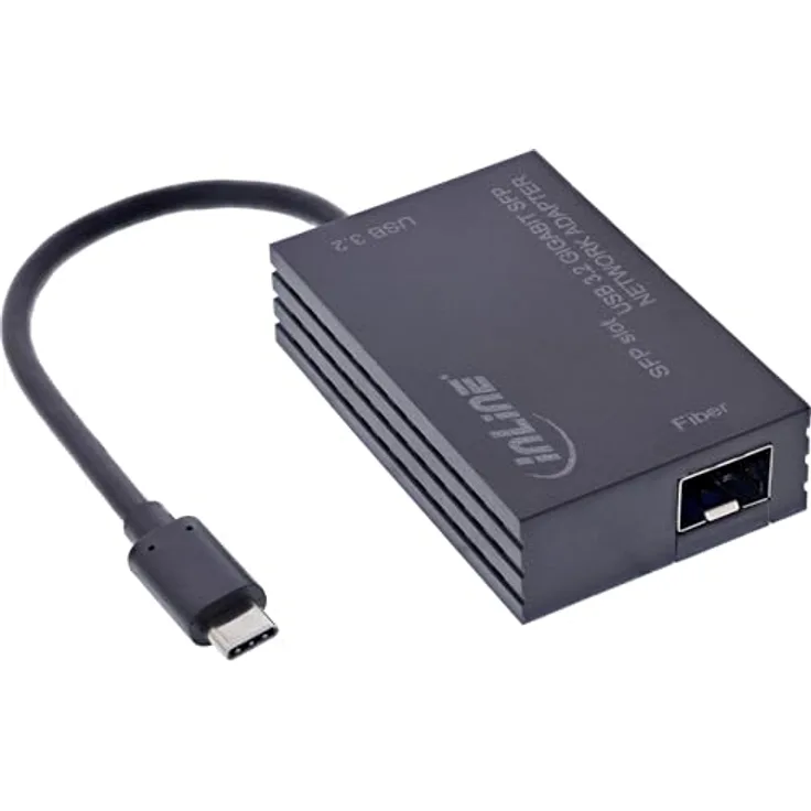 InLine USB-C zu SFP Gigabit Fiber Netzwerkadapter, 10/100/1000 Mb/s, Plug-and-Play, kompatibel mit Windows, macOS und Linux