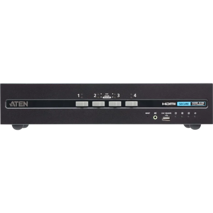 Aten CS1144H4C, 4-Port USB HDMI Dual Display Secure KVM Switch mit CAC, sicherer Datenfluss zwischen Computerquellen, Schwarz