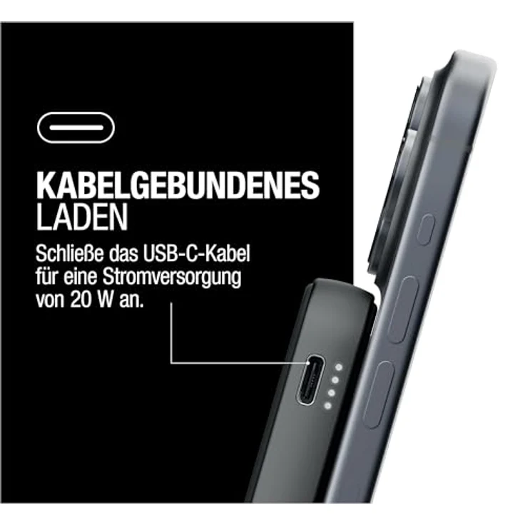 Fresh 'n Rebel Wireless Magnetic Powerbank 5000mAh, MagSafe-kompatibel, PD 20W Schnellladung, USB-C Port, tragbar, mit Ständer (Storm Grey) – Bild 5