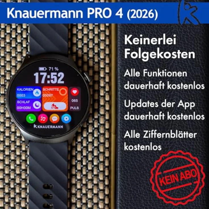 Knauermann PRO 4 (2026) 47 mm, Smartwatch mit AMOLED-Display, 75 Sportmodi, 30 Tage Akkulaufzeit, Gesundheitsfunktionen und Telefonie – Bild 12