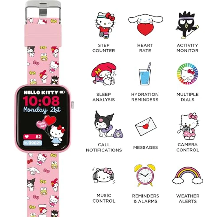 SANRIO Hello Kitty Smartwatch, Rosa Unisize mit vielfältigen Funktionen – Bild 5
