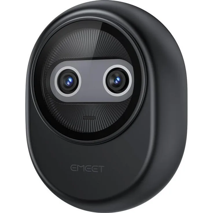 eMeet Piko Webcam, Full HD USB Kamera mit Dual-Linsen-System, KI-Autofokus und Dreifachmikrofon, Schwarz