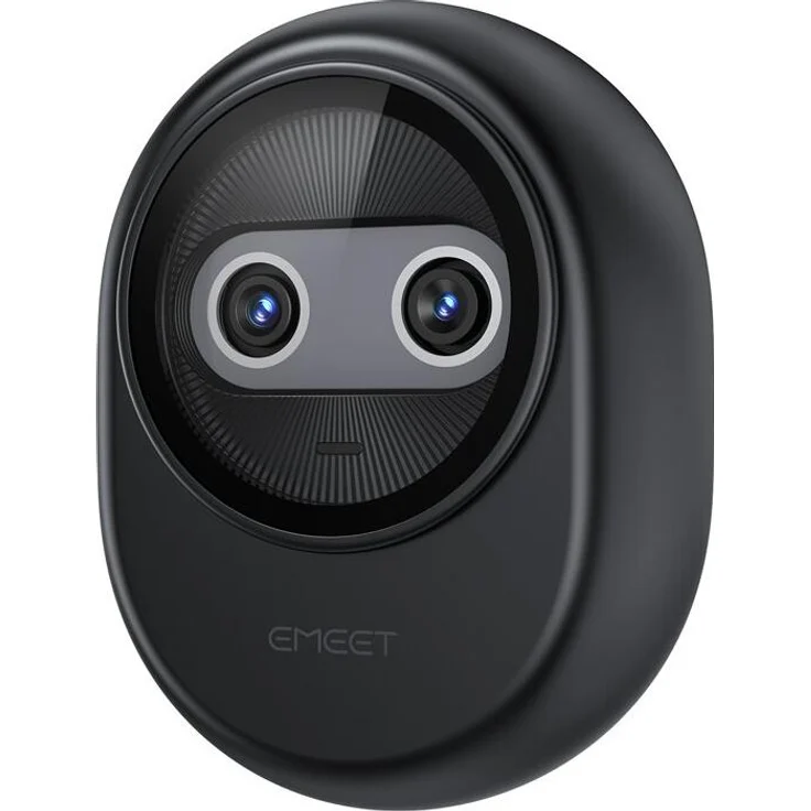 eMeet Piko Webcam, Full HD USB Kamera mit Dual-Linsen-System, KI-Autofokus und Dreifachmikrofon, Schwarz