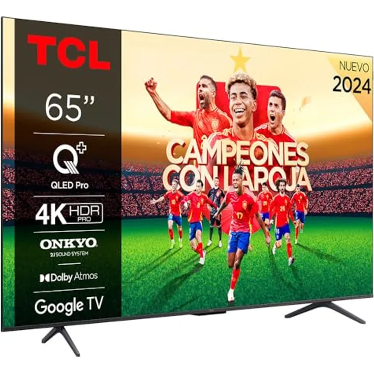 TCL 65C655 QLED Pro 4K TV, 120Hz Gaming, Dolby Vision, Google TV, Dolby Atmos Sound, rahmenloses Design