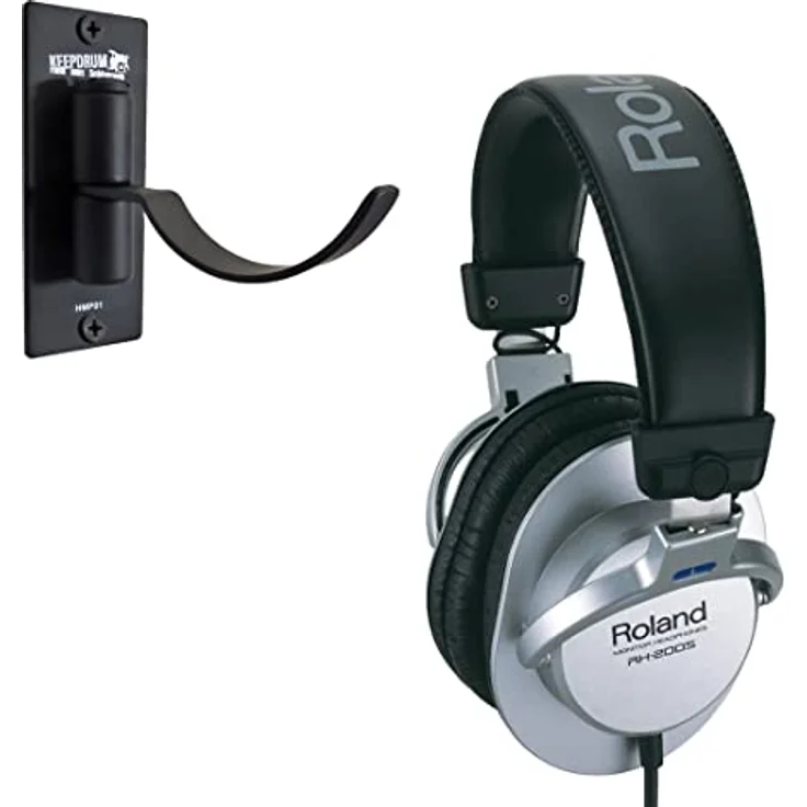 Roland RH-200S Kopfhörer Silver mit Wandhalter, Linearer Frequenzgang, Neodym-Treiber, 3,4m Spiralkabel – Bild 1