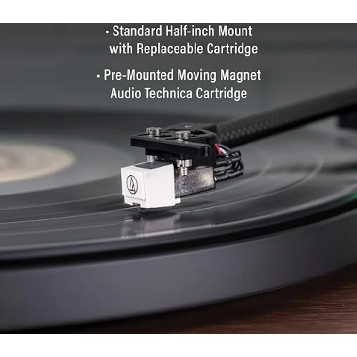 Crosley C65A-WAGL Plattenspieler mit 2 Geschwindigkeiten, 50W Lautsprechern, Moving Magnet Tonabnehmer und Bluetooth, Walnuss – Bild 4