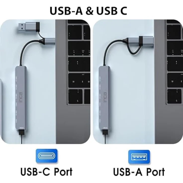 Inca IUTP-7T USB Hub, 7 in 2 Multiport Adapter mit USB 2.0 & 3.0, 100W Power Delivery, Aluminiumgehäuse, kompatibel mit Windows & Mac – Bild 5