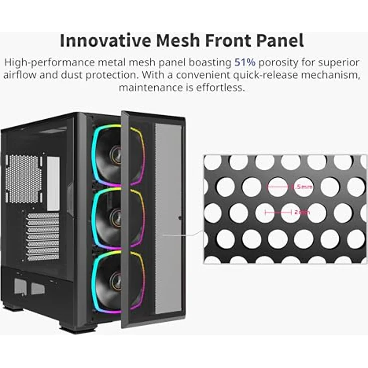 Montech SKY TWO GX Midi-Tower, Tempered Glass, Schwarz, RGB-Beleuchtung, geeignet für ATX/EATX/micro ATX/Mini-ITX – Bild 5