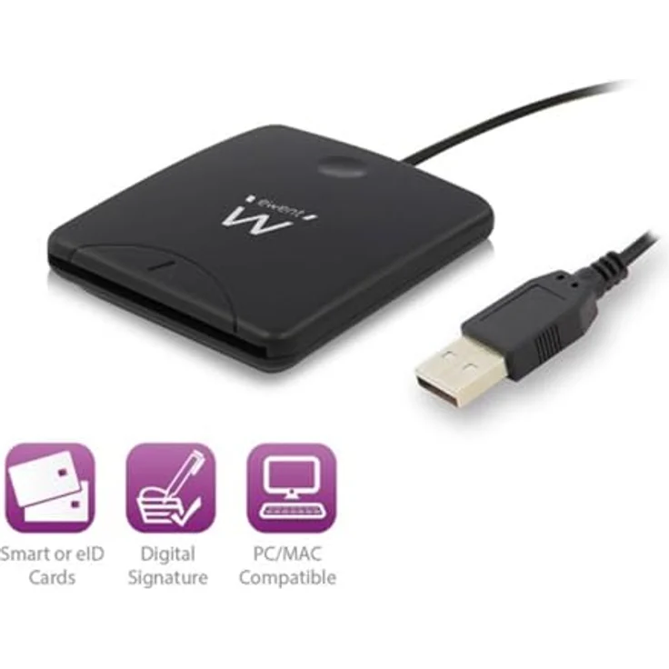 EWENT EW1052 USB Chipkartenleser SmartCard Reader, Plug&Play, USB Bus-poweresd, HBCI Fähig, schwarz – Bild 4