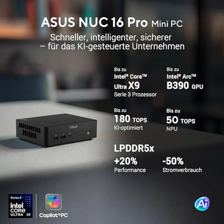 ASUS NUC 16 Pro RNUC16GDKU560002, Mini-PC mit Intel Core Ultra 5 325, 4,5 GHz, 0 GB RAM, Schwarz, Wi-Fi 6/7, Bluetooth 6.0 – Bild 4