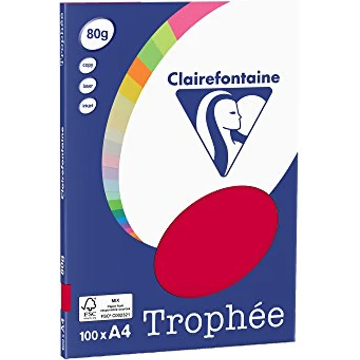 Clairefontaine 4112C - Ries Druckerpapier / Kopierpapier Clairalfa PPP, DIN A4, 80g, 100 Blatt, Kirschrot - Preisvergleich