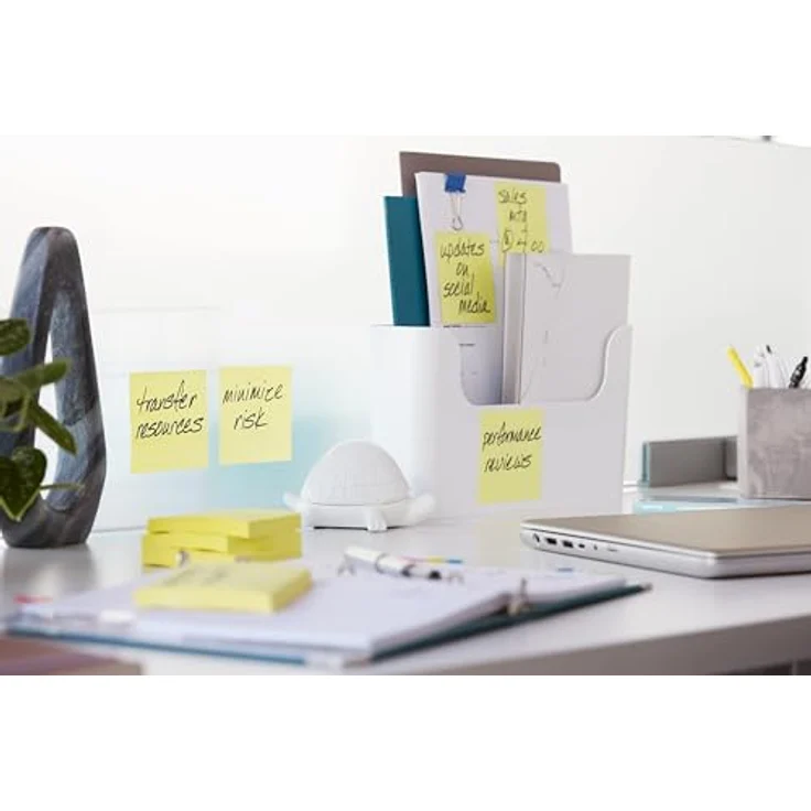 Post-it Super Sticky Haftnotizblock 654-12SYP, 76 x 76 mm, kanariengelb, 90 Blatt, haften auf nahezu allen Oberflächen – Bild 8