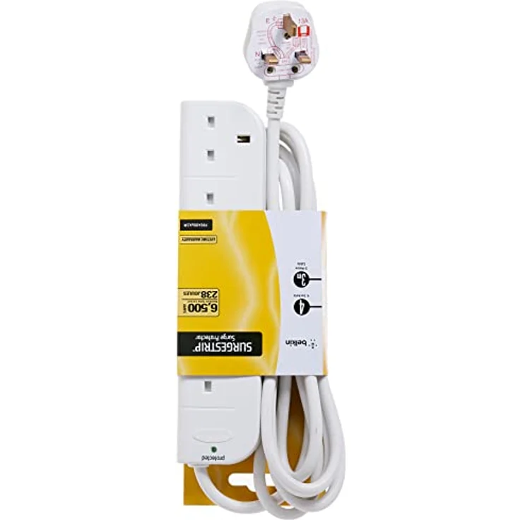 Belkin 4-WAY ECON S/PROTECTOR, Steckdosenleiste mit 4 geschützten AC-Steckdosen, 3 m Kabel, weiß – Bild 3