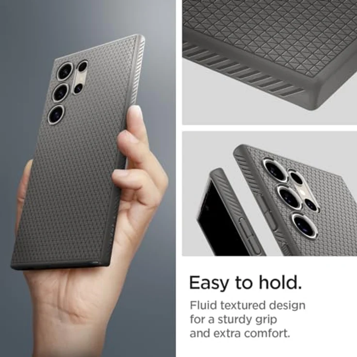 Spigen Liquid Air Hülle Kompatibel mit Samsung Galaxy S24 Ultra -Grau Gemustertes TPU mit Eckschutz und Spider Web Design - Handyhülle – Bild 4