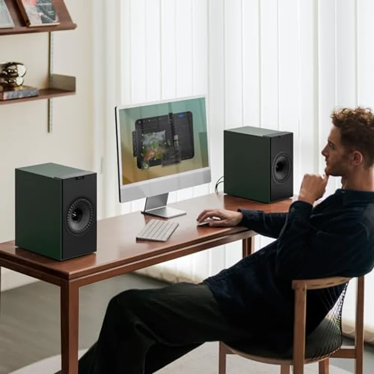 KEF Coda W Kabellose HiFi-Regallautsprecher, Moss Green | Bluetooth 5.4 aptX Lossless, 200 Watt, integrierter Phono-Vorverstärker, HDMI- und USB-C-Anschluss, modernes Design – Bild 3
