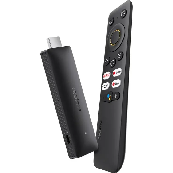 realme Smart TV Stick with Remote and Android TV, integrated Chromecast, Black R, Streaming Media Player