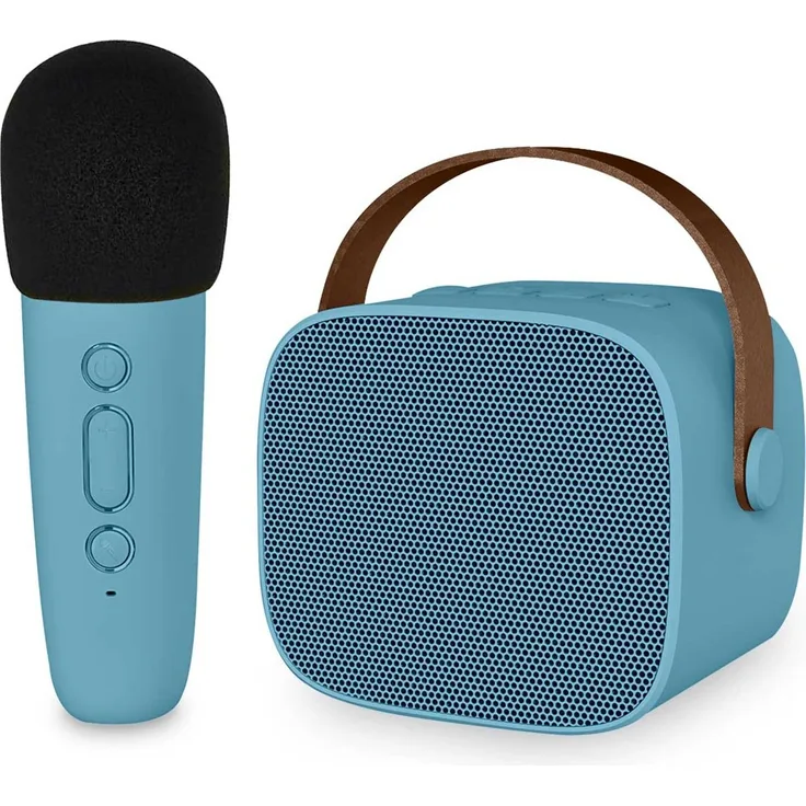 iMoshion Kids Karaoke-Set, Lautsprecher und Mikrofon mit Echo-Funktion, lange Akkulaufzeit, Soft Blue