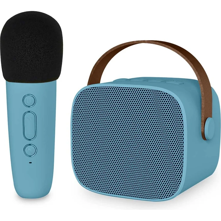 iMoshion Kids Karaoke-Set, Lautsprecher und Mikrofon mit Echo-Funktion, lange Akkulaufzeit, Soft Blue