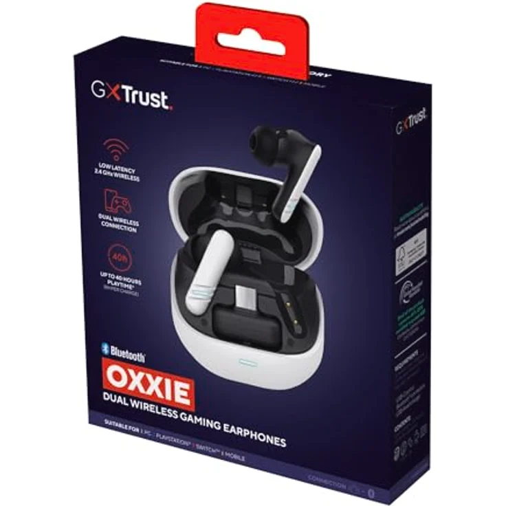 Trust GXT 409 Oxxie, True Wireless Stereo (TWS) Gaming Kopfhörer mit 100 - 10000 Hz Frequenzbereich, weiß – Bild 16