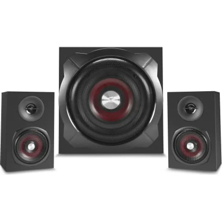 Speedlink GRAVITY 2.1 Soundsystem - PC Lautsprecher mit Subwoofer aus Holz, Aktiv Lautsprechersystem 120 Watt, Bluetooth, 3,5mm Klinke, AUX, Tischfernbedienung, schwarz – Bild 3